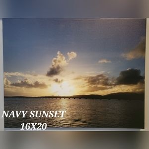 Navy Sunset Photograph on Canvas